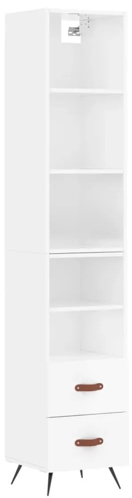 Credenza 34,5x34x180 cm in legno multistrato bianco lucido