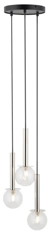 Lampadario a sospensione con filo DAISY 3xG9/12W/230V diametro 27 cm cromo lucido/nero/limpido