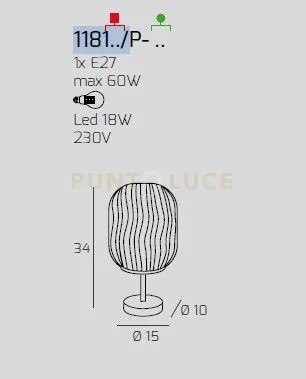Lumetto cromo 1 luce vetro verde 1181cr-p-ve