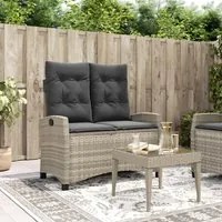 Panca Reclinabile Giardino con Cuscini Grigio Chiaro Polyrattan 368231