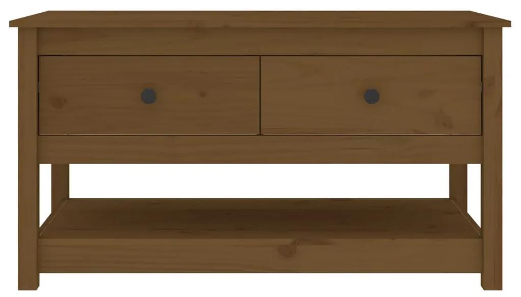 Tavolino da salotto miele 102x49x55cm in legno massello di pino