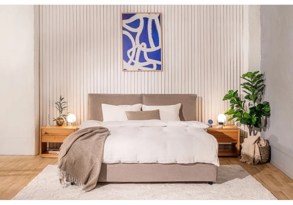 Letto matrimoniale imbottito grigio tortora con contenitore con rete inclusa 160x200 cm Myra Pillow – Bonami Selection