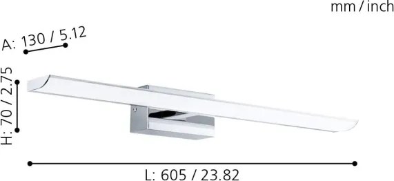 Eglo 33767-LED RGBW Illuminazione bagno TABIANO-C LED/15,6W/230V 60,5cm IP44+TC