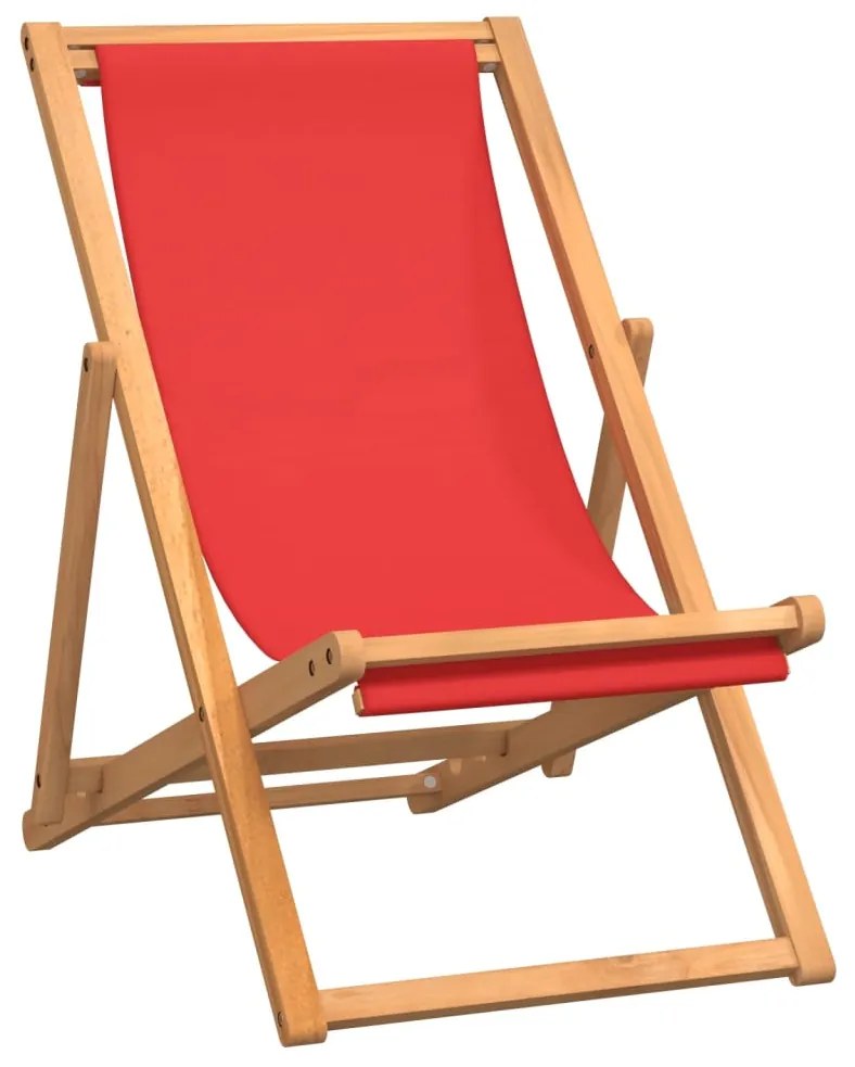 Sedia da spiaggia pieghevole in legno massello di teak rossa