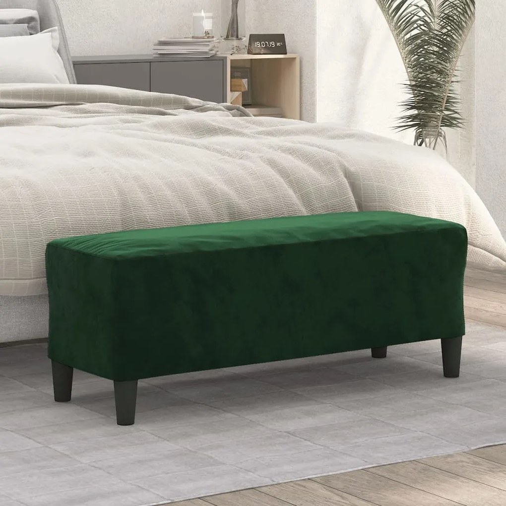 Panca verde scuro 100x35x41 cm in velluto