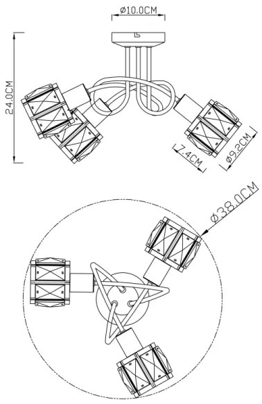 Globo 54356-3 - Lampadario a plafone KRIS 3xE14/40W/230V