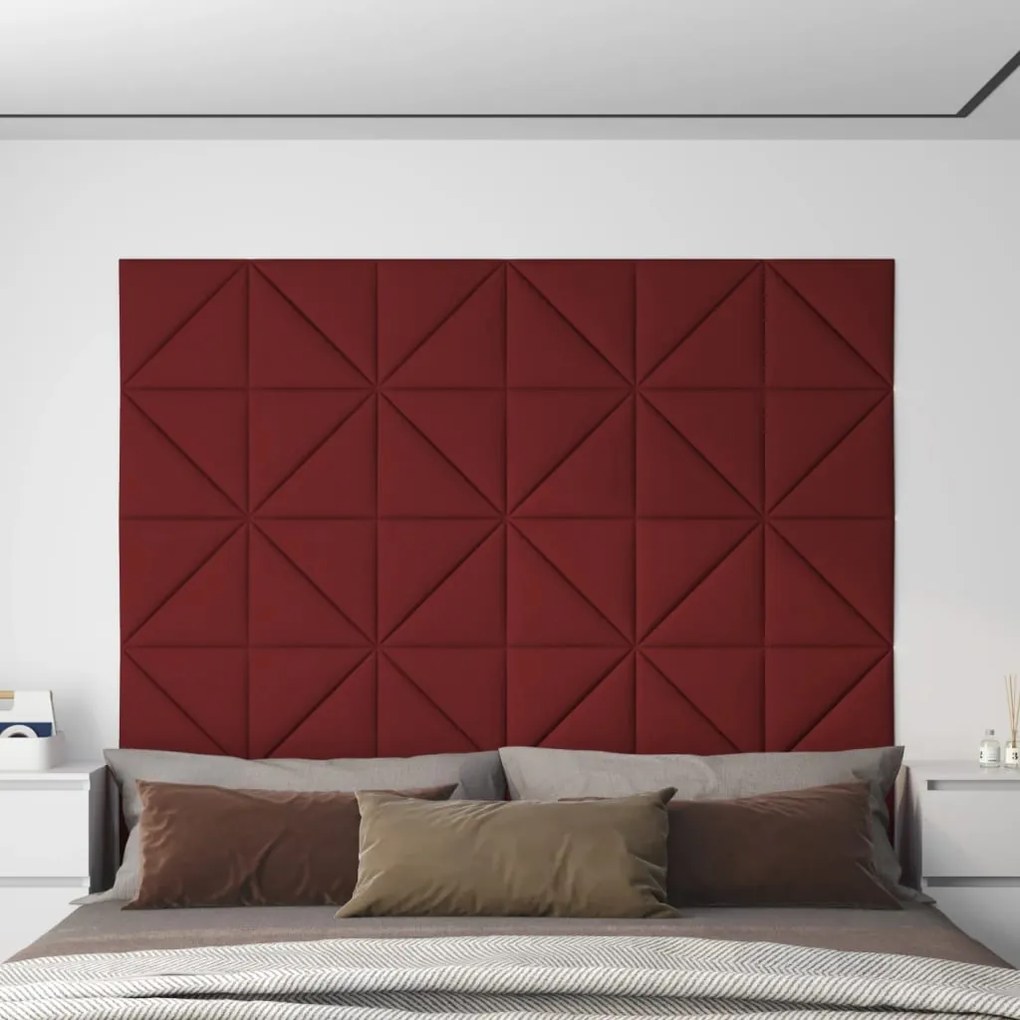Pannelli Murali 12 Pz Rosso Vino 30x30 Cm Tessuto 0,54 M² /