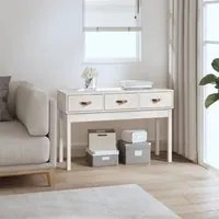 Tavolo Consolle Bianco 114x40x75 cm in Legno Massello di Pino cod 10083