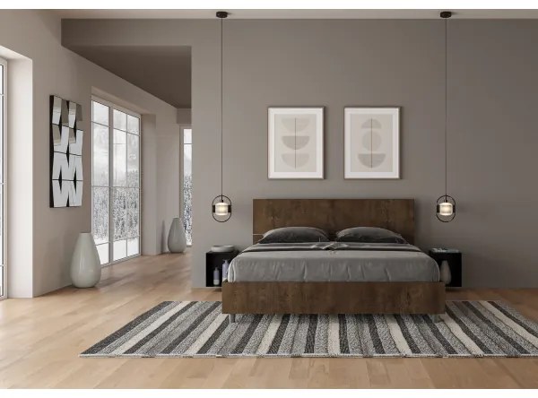 Letto matrimoniale con rete 160x190 testata inclinata noce Demas