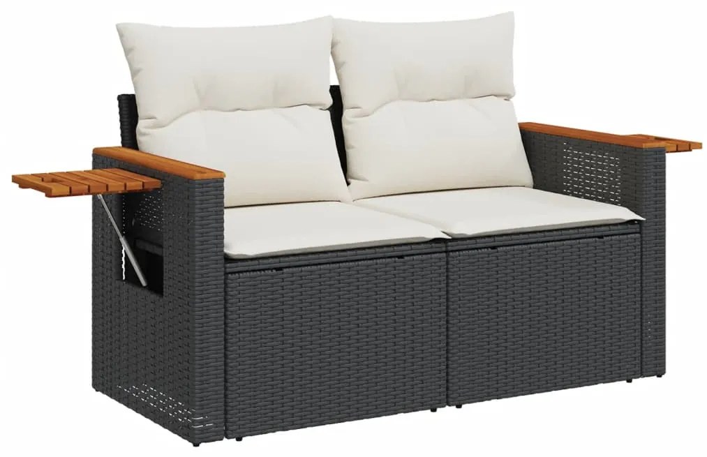 Set divani da giardino 11 pz con cuscini in polyrattan nero