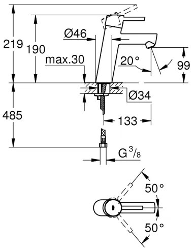 GROHE 23451001 - CONCETTO DN 15 Miscelatore lavabo, cromo lucido