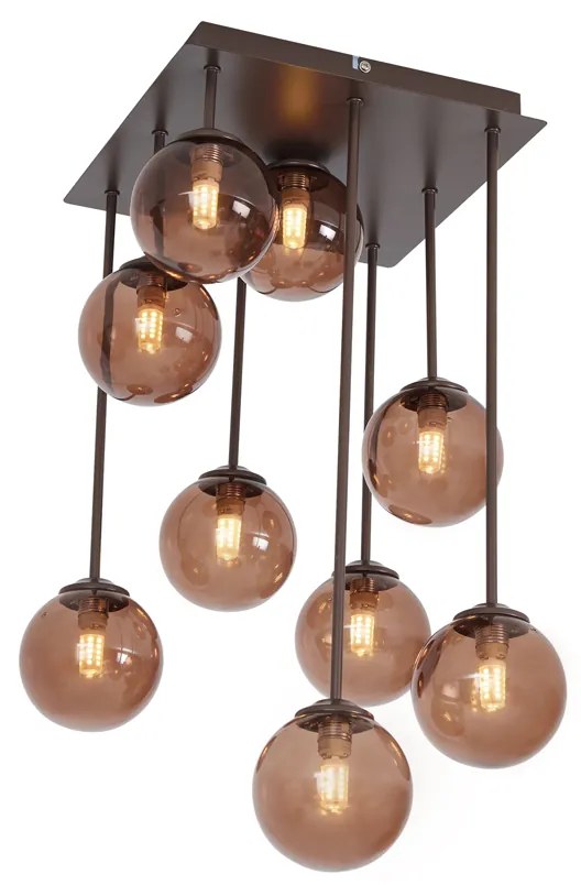 Plafoniera di design bronzo con vetro bronzo 9 luci - Athens