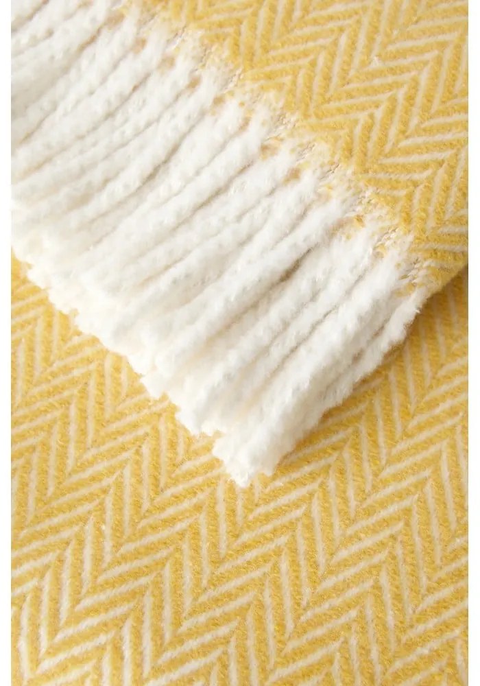 Plaid giallo miele con contenuto di cotone , 140 x 180 cm Skyline - Euromant