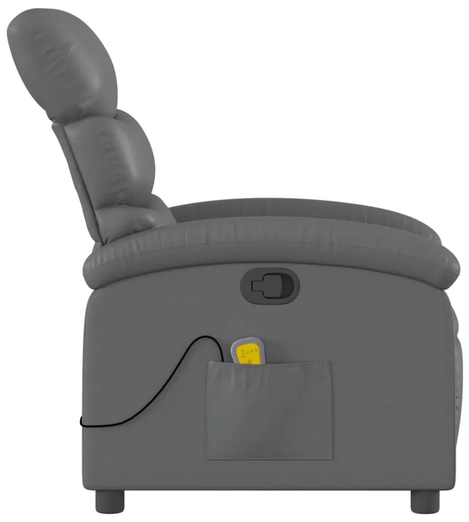 Poltrona massaggiante reclinabile grigia in similpelle