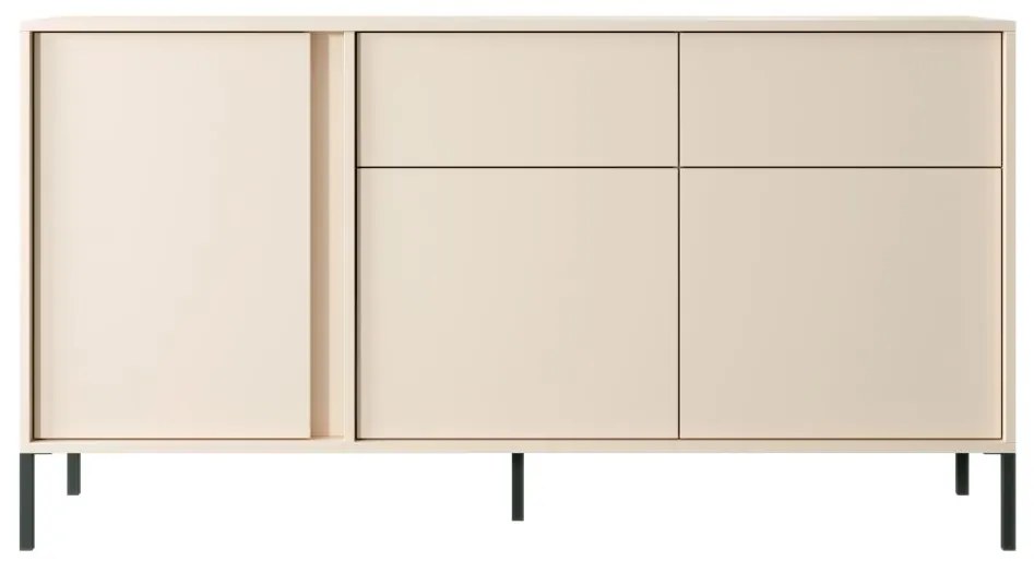 Credenza 3 ante e 2 cassetti con LED Beige - ELYNIA