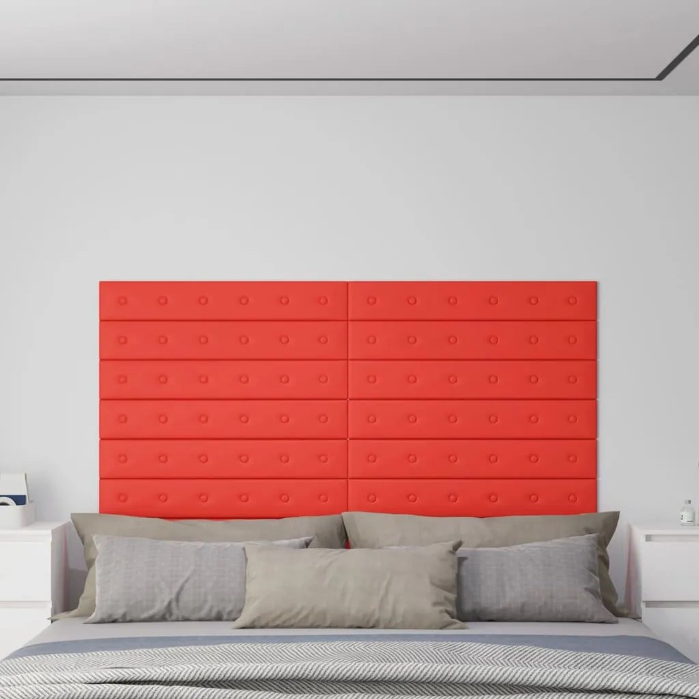 Pannelli Murali 12 Pz Rossi 90x15 Cm İn Similpelle 1,62 M² /