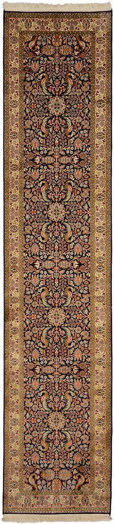 Cashmere Silk Tappeto 80 x 370 Rosa (Indian) Annodato A Mano