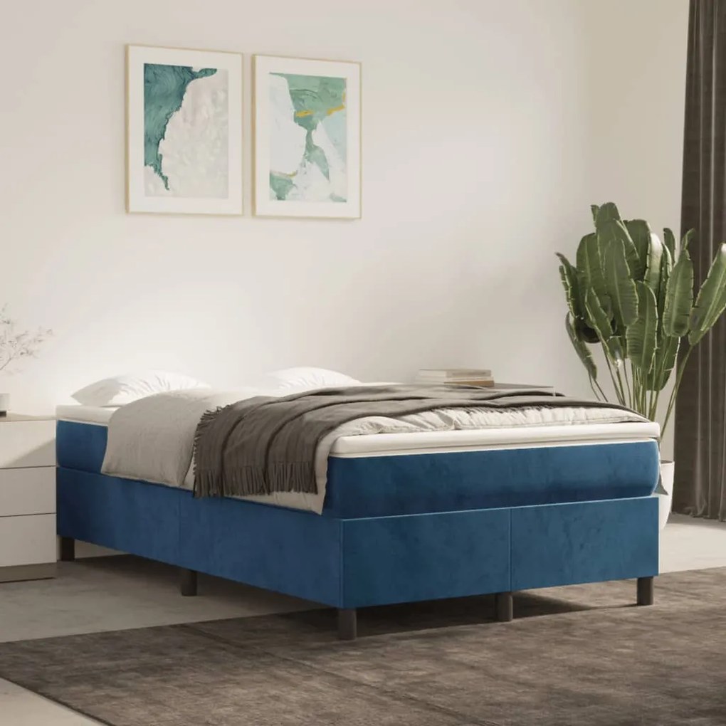 Giroletto Senza Materasso Blu Scuro 120x200 Cm İn Velluto /