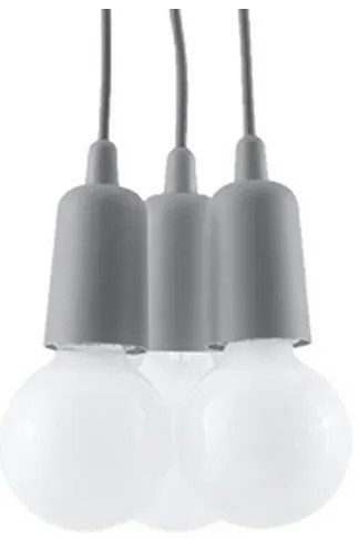 Lampadario su filo DIEGO 3xE27/60W/230V grigio