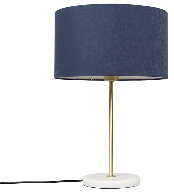 Lampada da tavolo in ottone con paralume blu 35 cm - Kaso