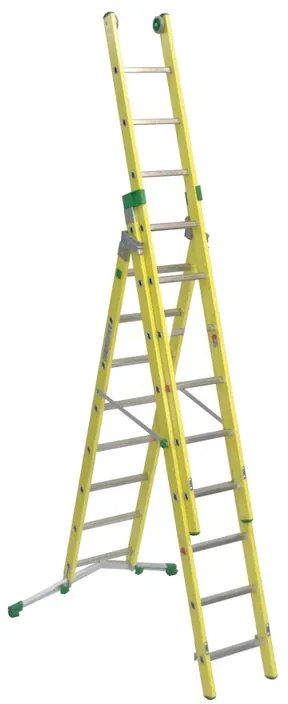 Scala a sfilo FACAL Vetroprima in fibra di vetro 3 rampe da 9 gradini portata massima 150 kg EN 131 per lavori fino a 7.1 m