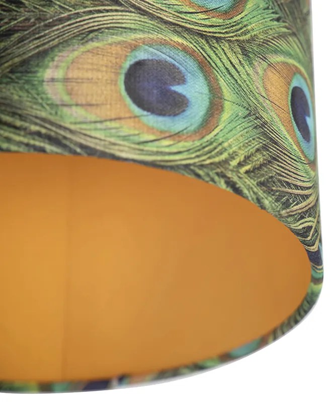 Plafoniera con paralume in velluto pavone con oro 25 cm - Combi nero