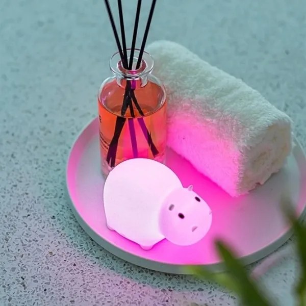 MegaLight - LED RGB Ricaricabile per bambini touch lampada per vasca da bagno SWIMMY HIPPO LED/5V