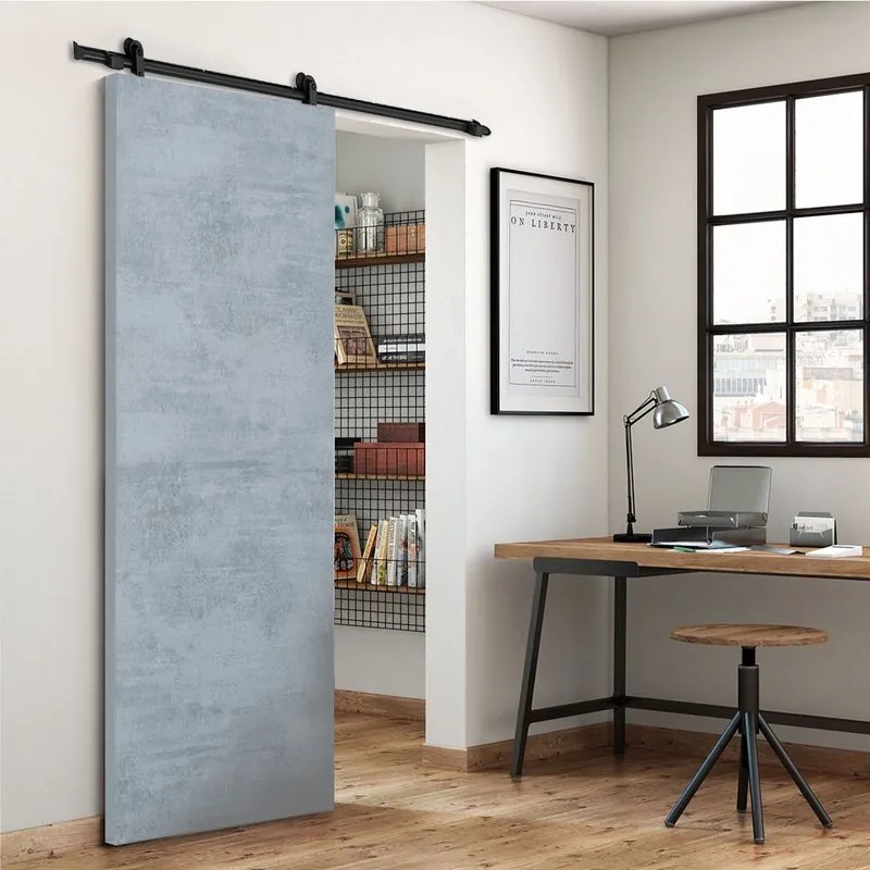 Porta scorrevole Cemento in mdf, L 92.5 x H 215 cm, con binario Loft