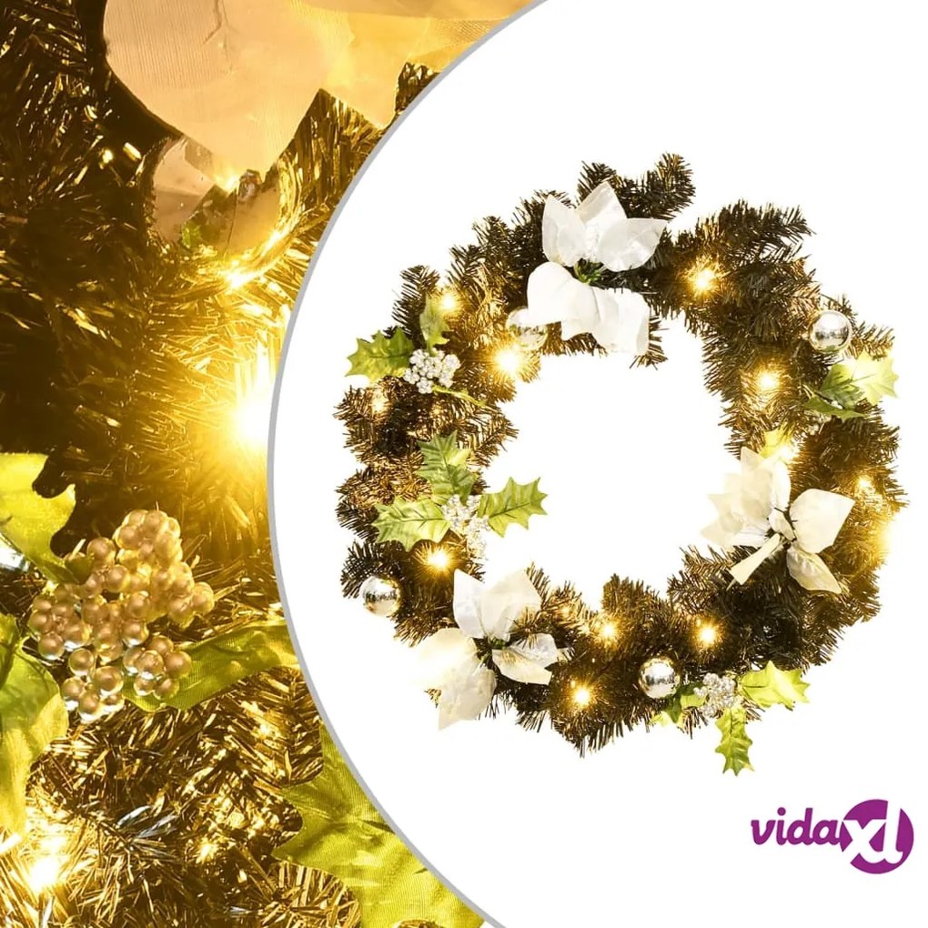vidaXL Ghirlanda Natalizia con Luci LED Nera 60 cm in PVC