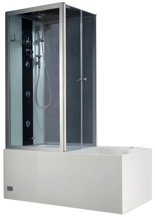 Doccia/Vasca idromassaggio DARIA in acrilico rinforzato vetro grigio scuro - 75x150x215 cm - 30 microgetti e 6 getti grandi
