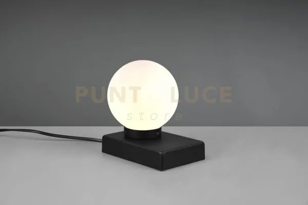 Davi ii lampada da tavolo acciaio sfera vetro bianco  h.15cm 1 luce...