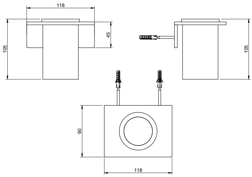 Treemme 5mm IT9004ISZZZZ bicchiere portaspazzolini a muro bianco inox satinato