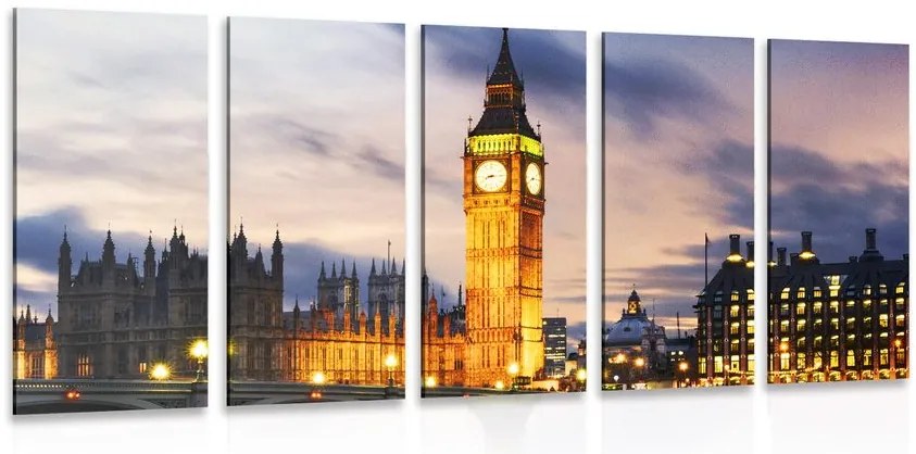 Quadri 5 pezzi – Big Ben notturno a Londra