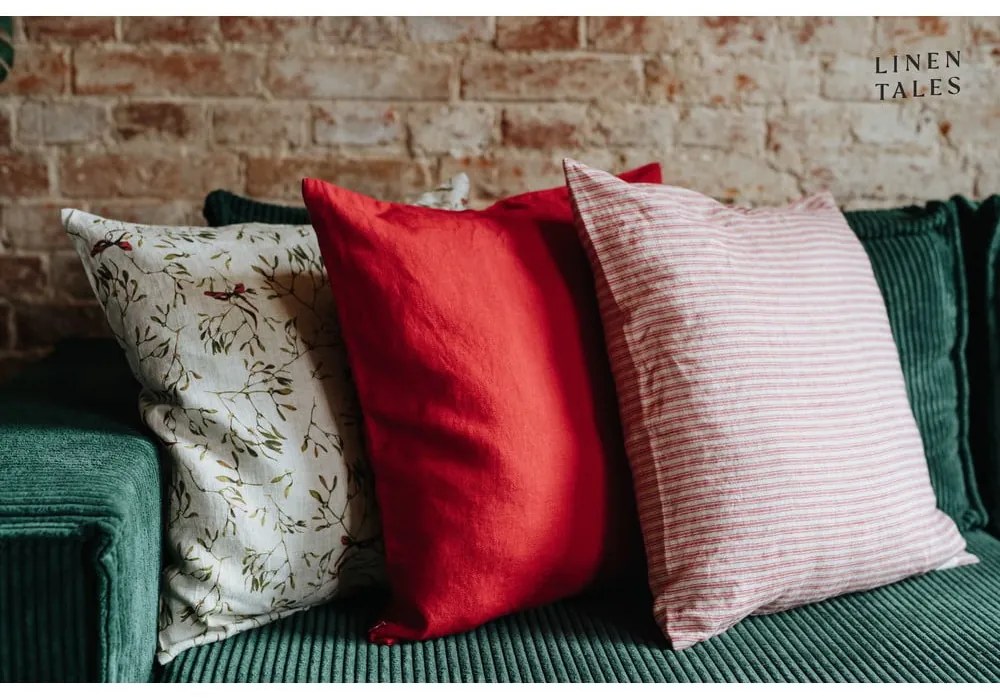 Federa 40x60 cm Red Natural Stripes - Linen Tales