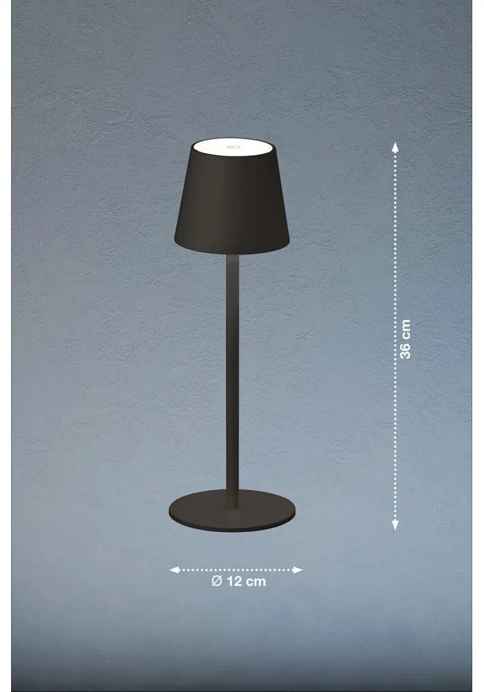 Lampada da tavolo dimmerabile a LED nera con sensore di movimento e paralume in metallo (altezza 38 cm) Tropea - Fischer &amp; Honsel