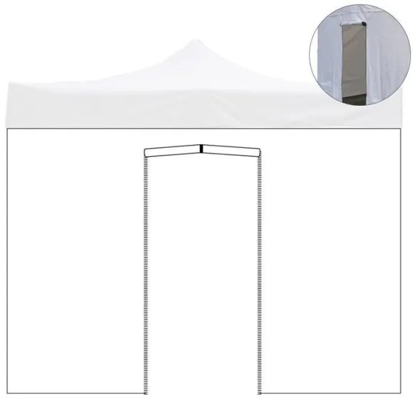 Telo laterale 6x2mt bianco impermeabile con porta avvolgibile per gazebo richiudibile 3x6mt