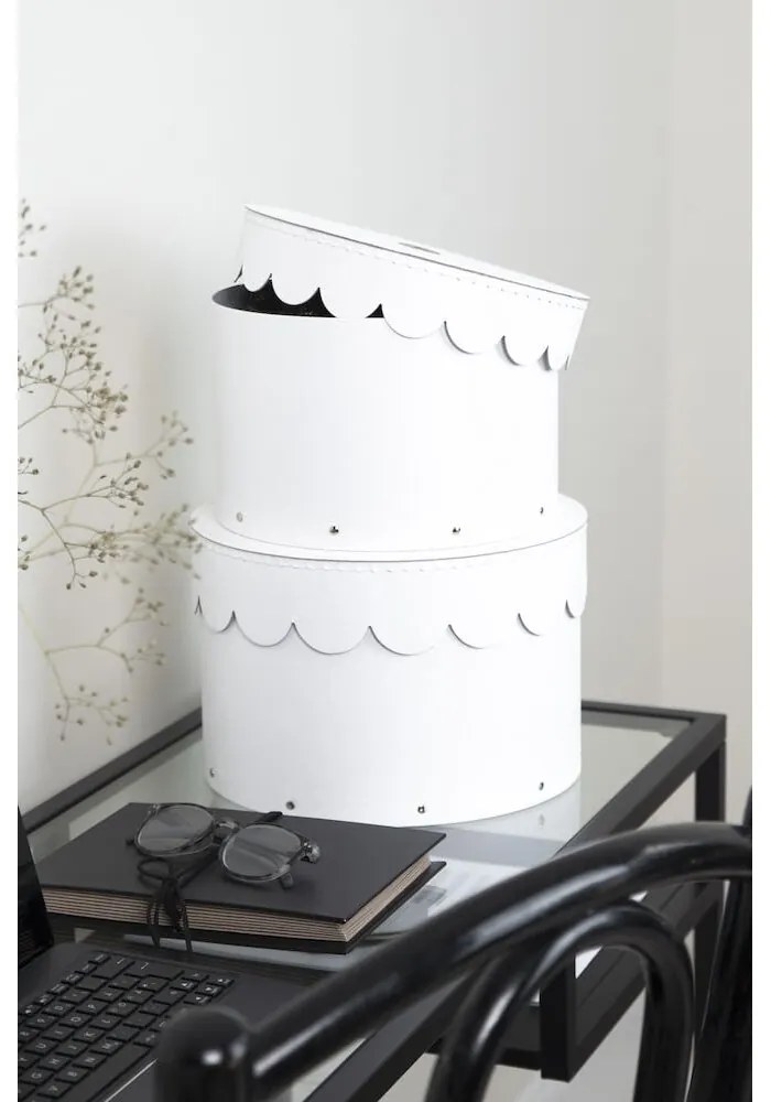 Scatole in set con coperchio bianche in cartone 2 pz ø 26x17,5 cm Wilma Paper Laminate – Bigso