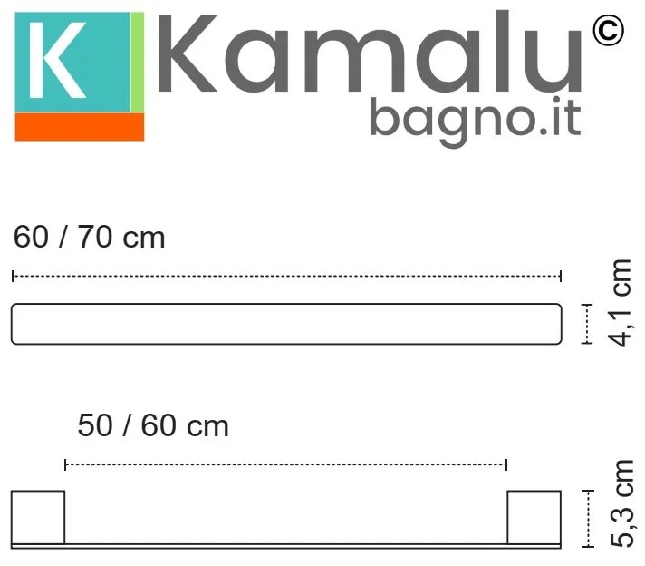 Kamalu - portasalviette a barra moderna 50cm in acciaio inox finitura bianca opaca | nuevo-b