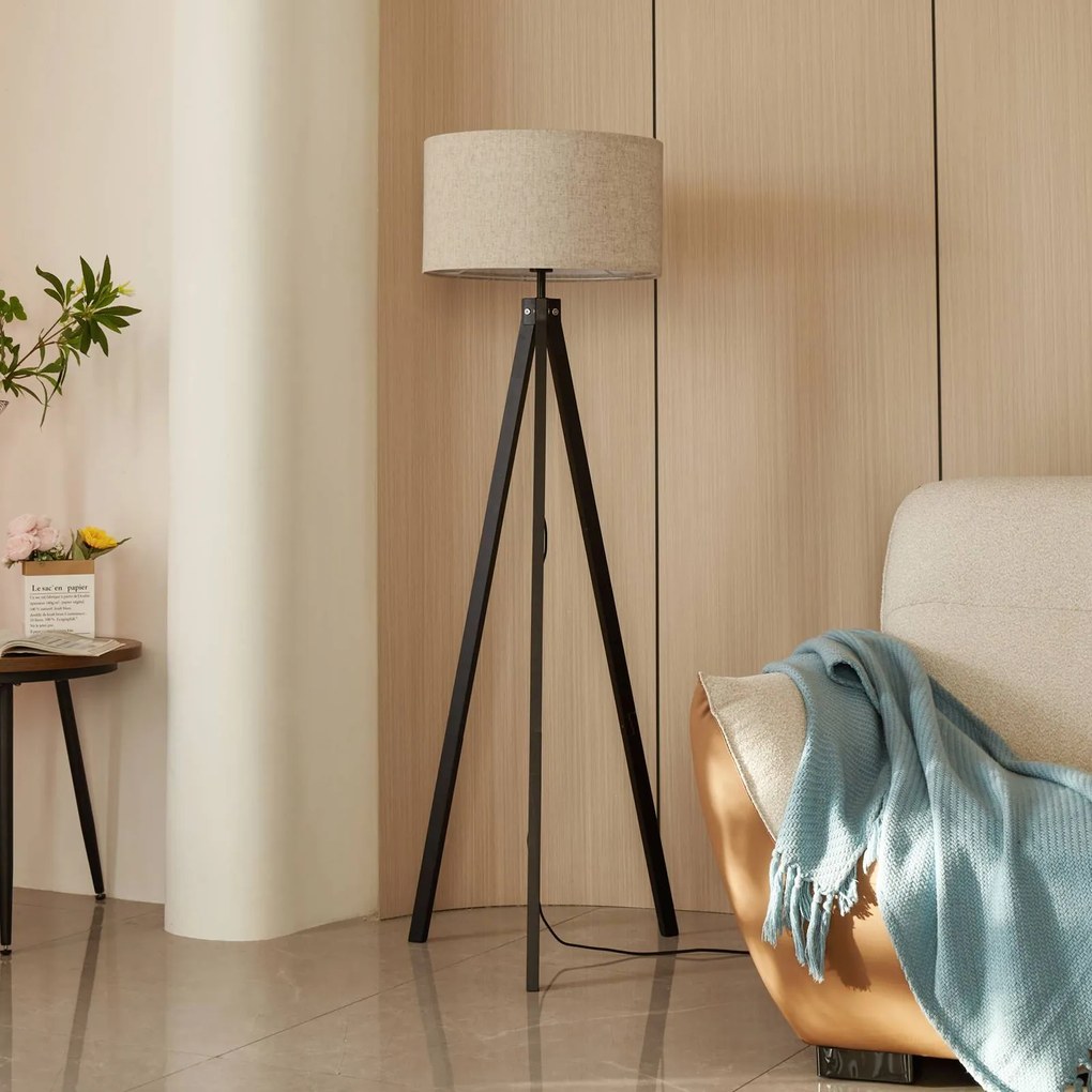 Lampada da terra Herry Lindby, Nero, Soggiorno / Sala da pranzo, Tessuto / Stoffa / Seta, Scandinavo, Lampada da terra