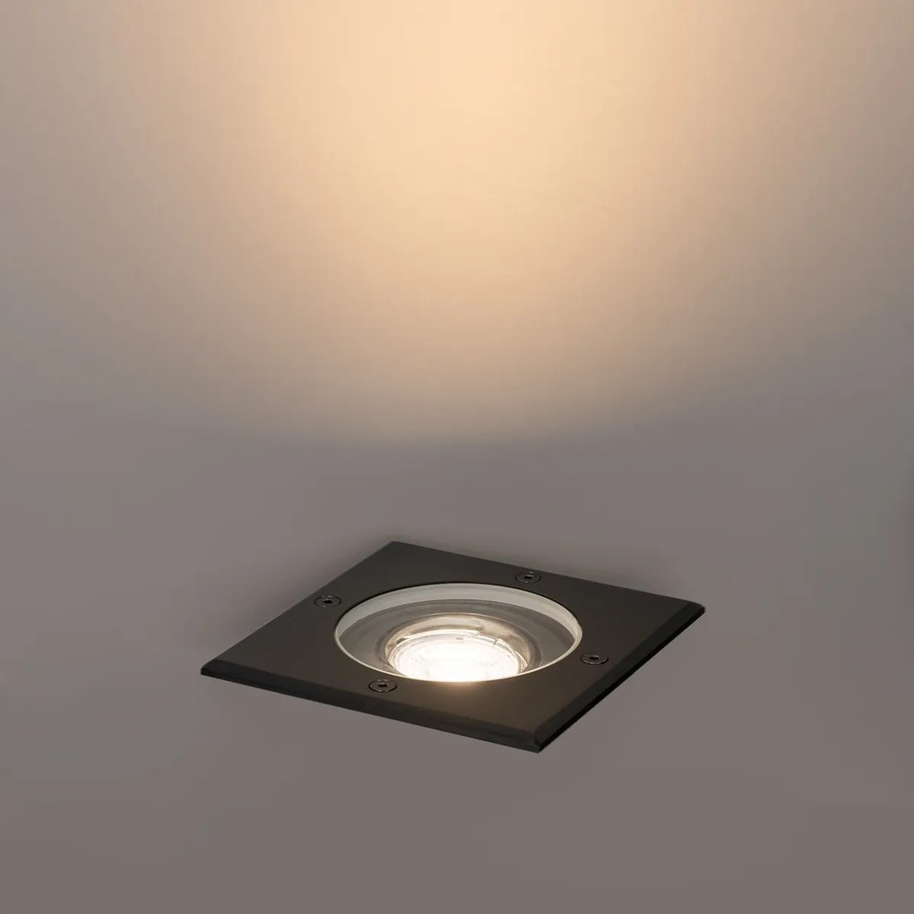 Faretto da terra per esterni nero quadrato orientabile IP65 - Delux