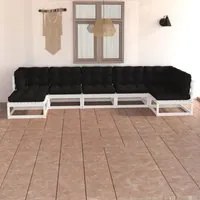 Set Divani da Giardino 7 pz con Cuscini Legno Massello di Pino 3076745