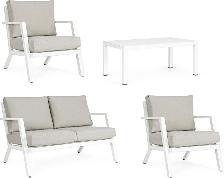 Set di mobili da giardino bianco in alluminio per 4 persone Harley – Bizzotto