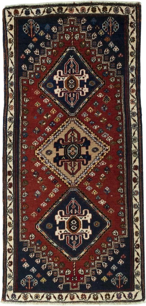 Shiraz Tappeto 140x70 Rosso (Iran) Annodato A Mano
