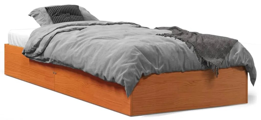 Letto Senza Materasso Marrone Cera 75x190 Cm İn Legno Di Pino /