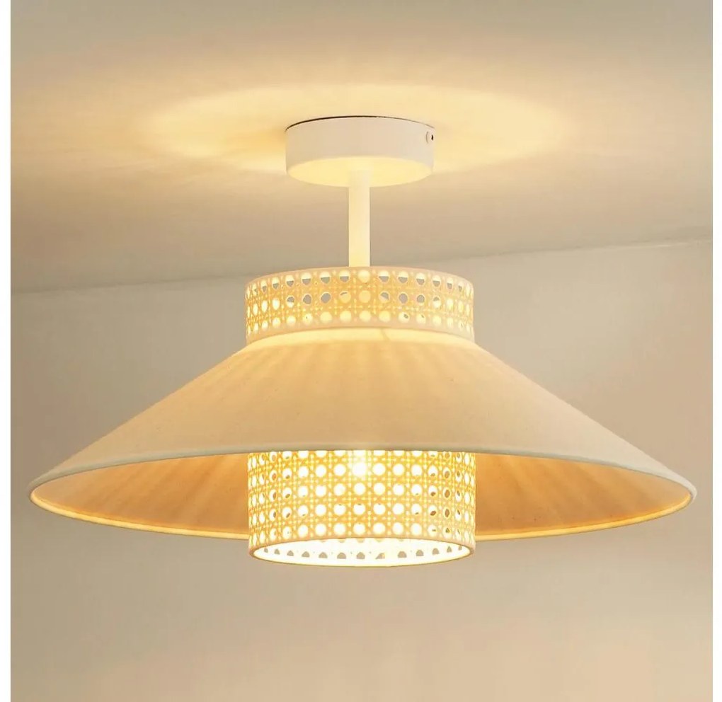 Duolla - Lampadario a plafone RIO RATTAN 1xE27/15W/230V diametro 45 cm beige/rattan