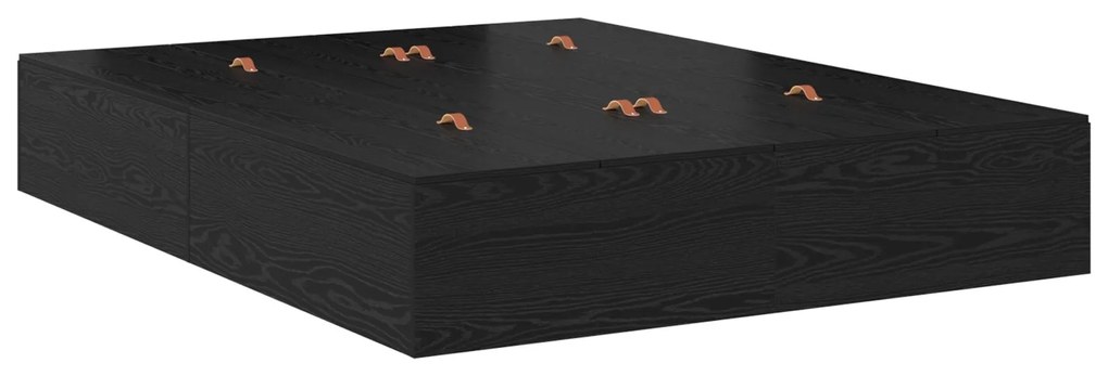 Struttura letto con contenitore in rovere nero 140x200 cm
