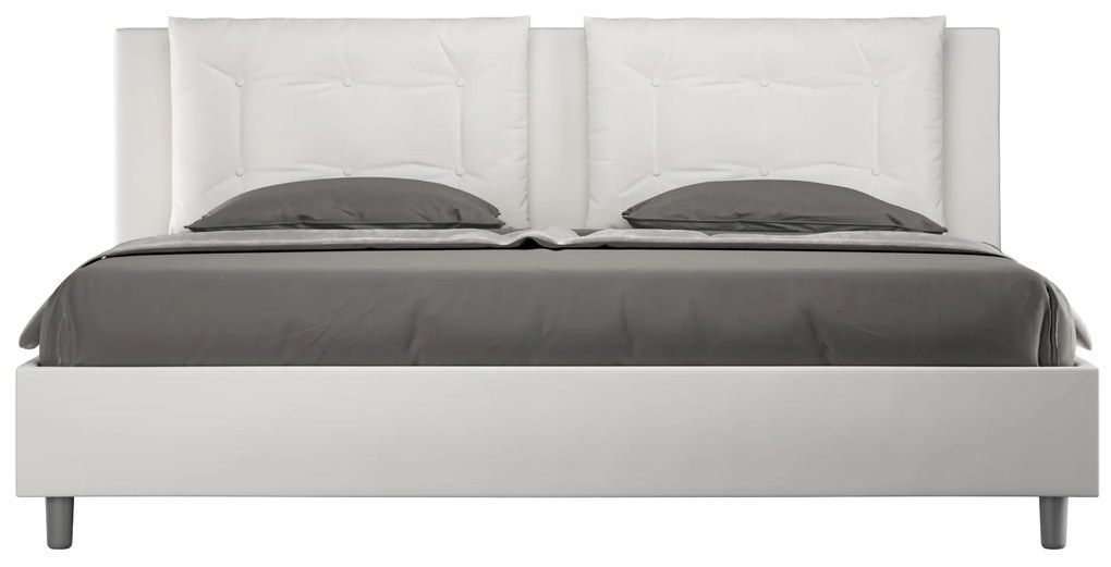 Letto matrimoniale king size contenitore imbottito 180x190 similpelle bianco Annalisa