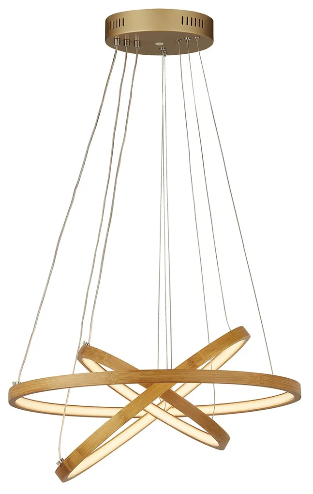 Lampadario Moderno Eternità Acciaio Marrone Legno Bianco Led 9,4W