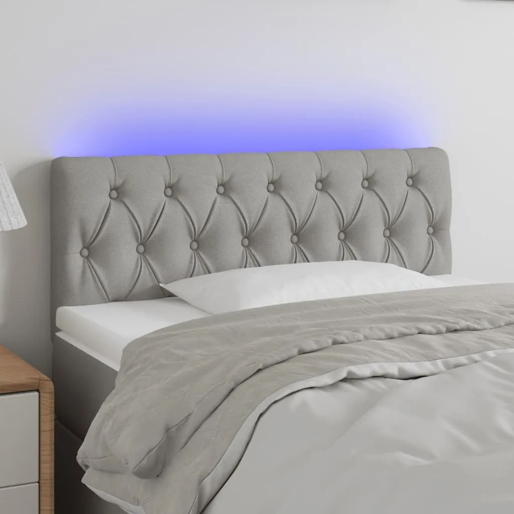 Testiera A Led Grigio Chiaro 90x7x78/88 Cm İn Tessuto /