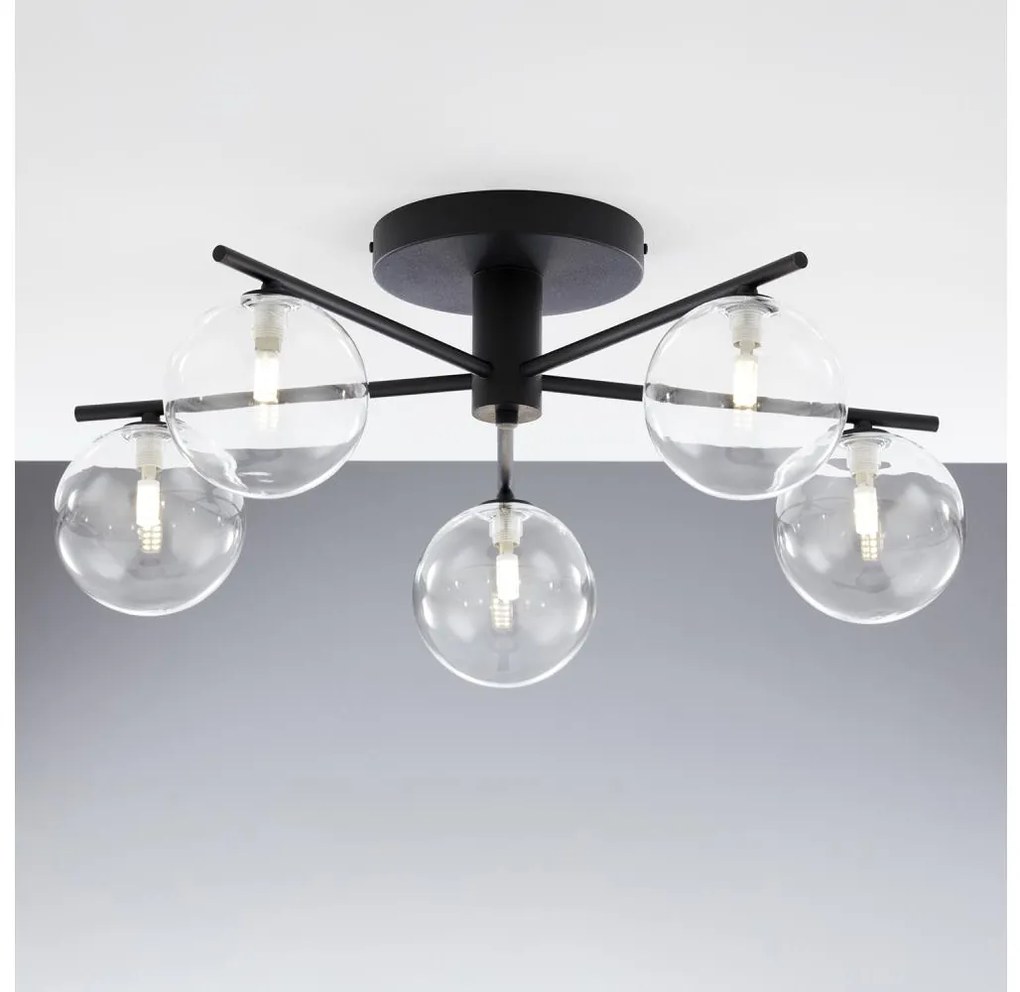 Jupiter 2046 - Lampadario a plafone PRATO 5xG9/10W/230V nero/limpido